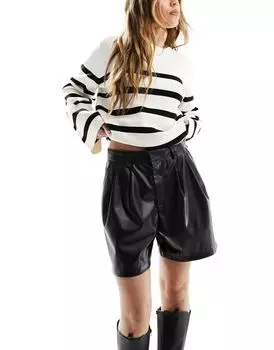 Черные шорты из искусственной кожи ASOS DESIGN
