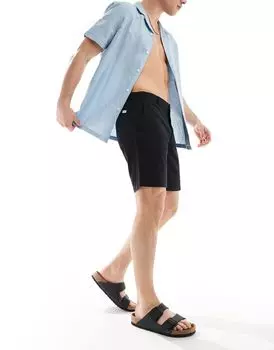 Черные шорты из смесового льна Jack & Jones