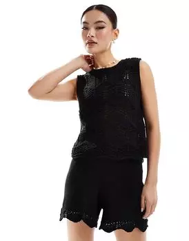 Черные шорты крючком Vero Moda (часть комплекта)