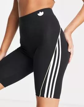 Черные шорты-леггинсы с тремя полосками adidas Originals