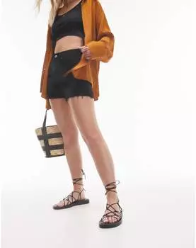 Черные шорты Mom из эластичного денима Topshop Hourglass