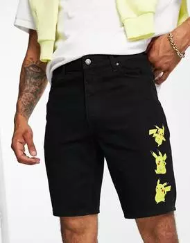 Черные шорты с принтом Pokemon ASOS DESIGN
