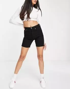 Черные шорты скинни из денима с высокой посадкой ASOS DESIGN