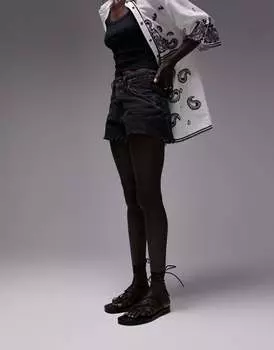 Черные шорты трапециевидной формы Topshop