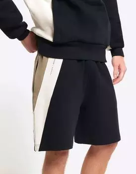 Черные шорты в стиле колор-блок River Island