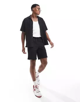 Черные шорты в жатом стиле Jack & Jones