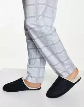 Черные слипоны ASOS с кремовой подкладкой из искусственного меха
