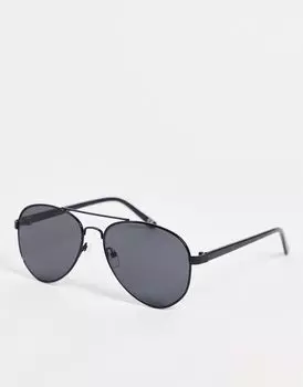 Черные солнцезащитные очки-авиаторы с дымчатыми линзами ASOS DESIGN