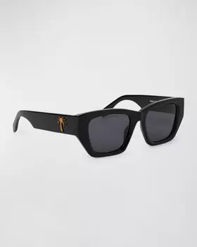 Черные солнцезащитные очки «кошачий глаз» Hinkley из ацетата Palm Angels, цвет Black Dark Grey