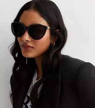 Черные солнцезащитные очки «кошачий глаз» New Look, черный