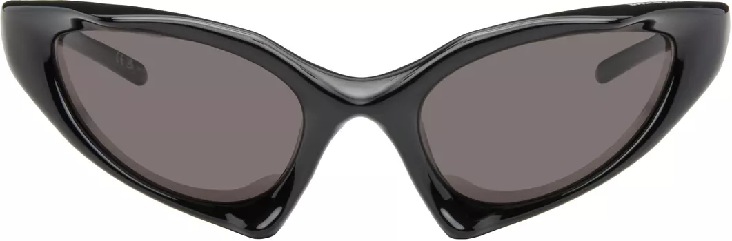 Черные солнцезащитные очки Runner Cat Balenciaga, Black/Black/Grey