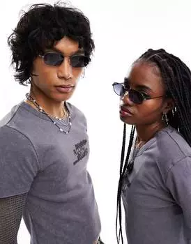 Черные солнцезащитные очки-унисекс в проволочной оправе в стиле 90-х Reclaimed Vintage