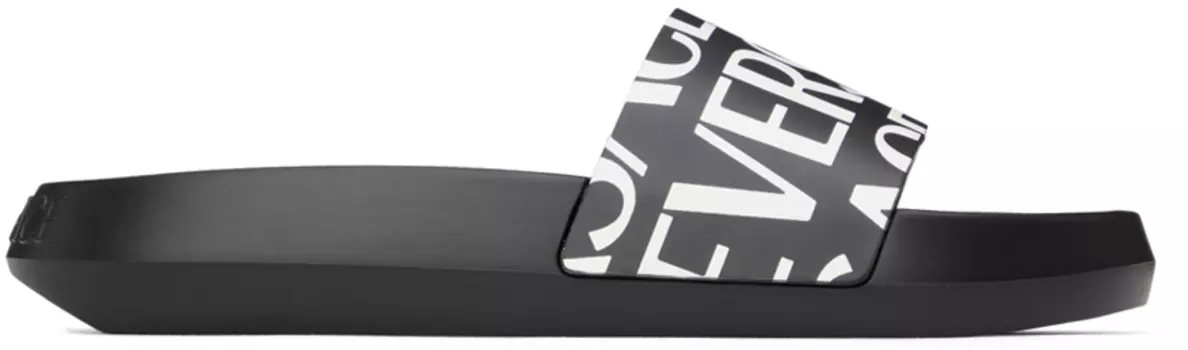 Черные сплошные шлепанцы Versace
