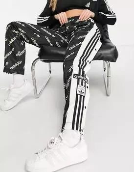 Черные спортивные брюки adidas Originals 'Logomania' с повторяющимся логотипом adibreak