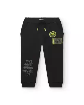 Черные спортивные брюки для мальчика с графическими деталями Tuc tuc