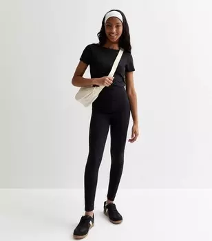Черные спортивные леггинсы с высокой талией для девочек New Look, черный