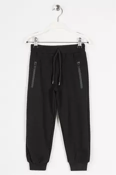 Черные спортивные штаны для мальчика с эластичными штанинами на талии Zepkids