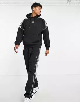 Черные спортивные штаны с 3 полосками и логотипом adidas Originals Rekive