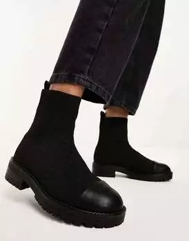 Черные стеганые ботинки-носки River Island