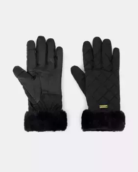 Черные стеганые перчатки с искусственным мехом на манжетах Barbour, черный