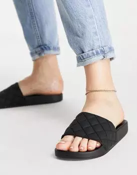 Черные стеганые шлепанцы ASOS DESIGN Flare