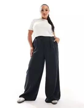 Черные стираные брюки ASOS DESIGN Curve Dad