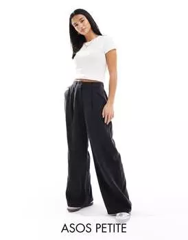 Черные стираные брюки ASOS DESIGN Petite Dad