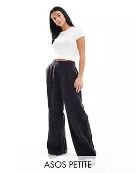 Черные стираные брюки ASOS Petite Dad