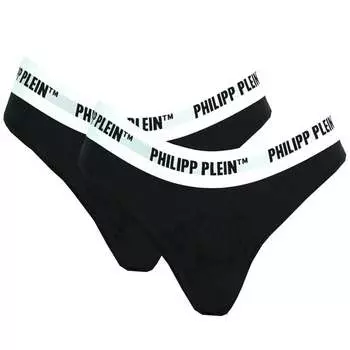 Черные стринги для нижнего белья в двойной упаковке Philipp Plein, черный