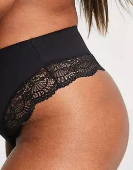 Черные стринги средней жесткости ASOS DESIGN Curve Contouring