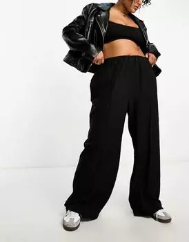 Черные строгие брюки с эластичной талией ASOS DESIGN Curve