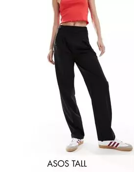 Черные строгие брюки с изогнутыми брючинами ASOS Tall