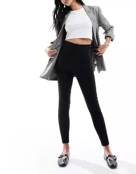 Черные строгие брюки узкого кроя с завышенной талией ASOS