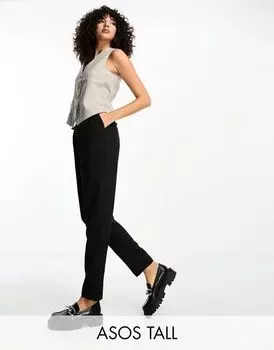 Черные строгие зауженные брюки ASOS Tall