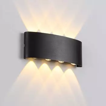 Черные светодиодные настенные светильники для внутреннего и наружного освещения, настенное освещение для лестницы в спальне, гостиной, цвет света: теплый белый, мощность: 8 Вт, 8 световых лучей Rosikey, черный