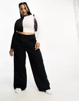 Черные свободные брюки для папы ASOS Curve