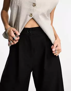 Черные свободные брюки для папы ASOS DESIGN Petite - ЧЕРНЫЕ