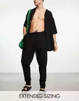 Черные свободные брюки из фактурной вышивки ASOS DESIGN