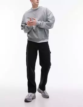 Черные свободные брюки плотника Topman