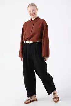 Черные свободные брюки Salwar из 100 % хлопка с поясом и эластичной резинкой на талии ALL DAY