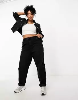 Черные свободные джинсы для мамы ASOS DESIGN Curve