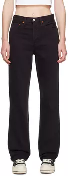 Черные свободные джинсы с высокой посадкой Re/Done, Washed black