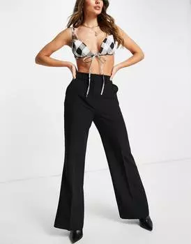 Черные свободные расклешенные брюки ASOS DESIGN