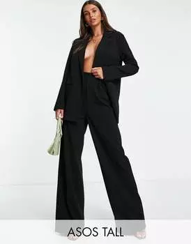 Черные свободные широкие трикотажные брюки ASOS DESIGN Tall ASOS