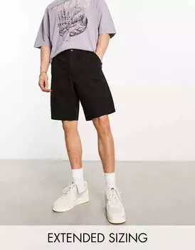 Черные свободные шорты-чиносы удлиненной длины ASOS