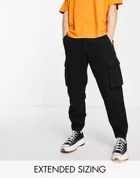 Черные свободные зауженные джинсы карго ASOS DESIGN