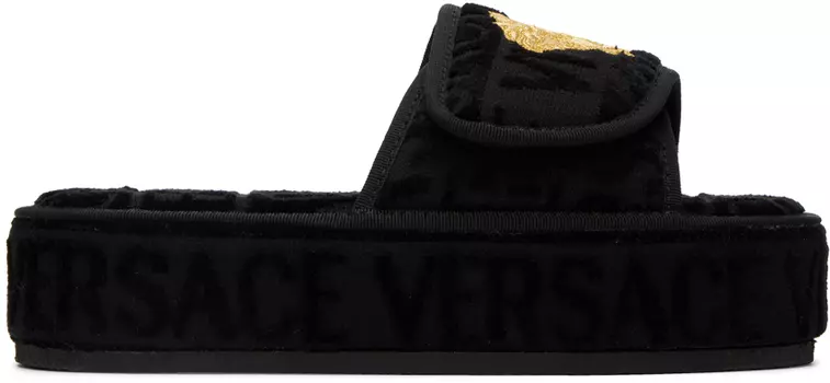 Черные тапочки с Медузой Versace Underwear