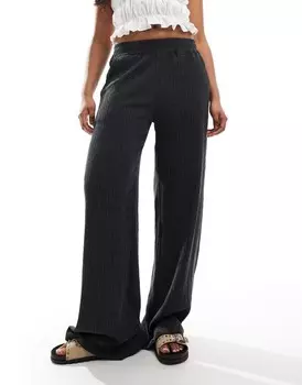 Черные текстурированные широкие брюки ASOS DESIGN