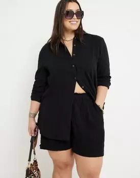 Черные текстурированные шорты River Island