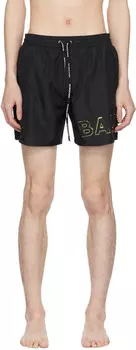 Черные тисненые шорты для плавания Balmain, черный/золотой